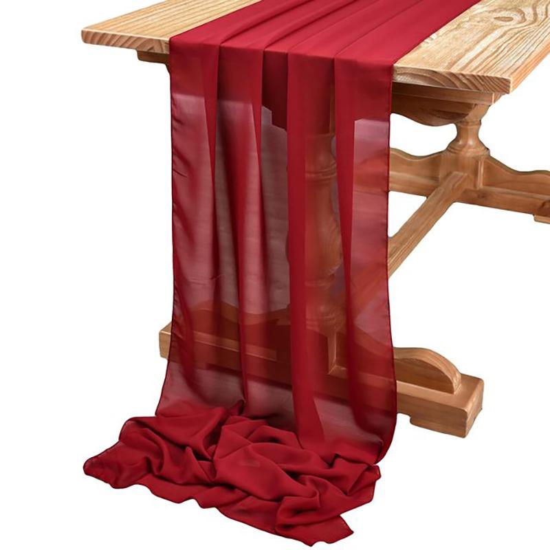 Белая шифоновая дорожка для стола Свадебные украшения для вечеринки по случаю рождения ребенка День рождения Рождество День благодарения Хэллоуин Мероприятия Товары