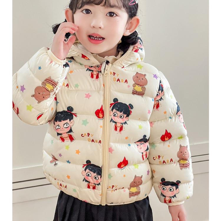 Осень милые пальто с цветочным принтом теплая детская одежда на хлопковой подкладке модный стиль синий зимний укороченный пуховик для маленькой девочки