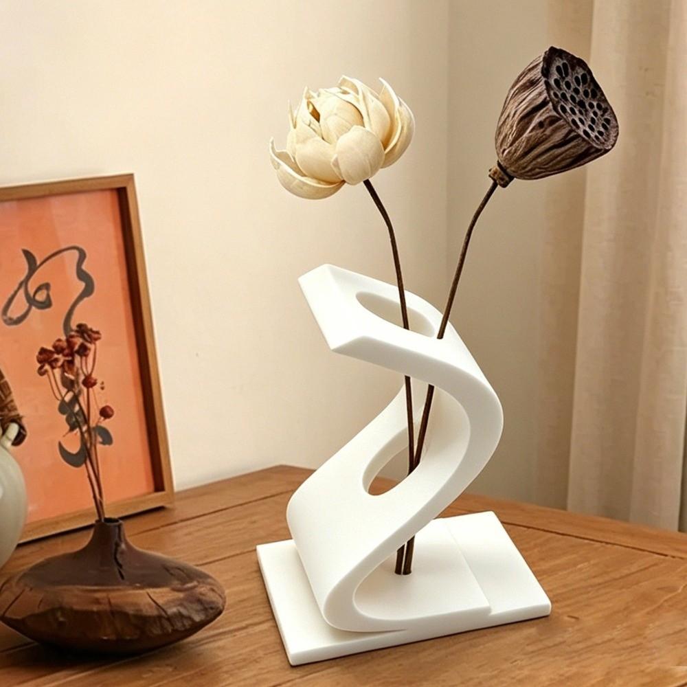 Geometric Art S-shaped Twisted Vase 3D Printed Desktop Pen Holder Creative Flower Ware Home Use
