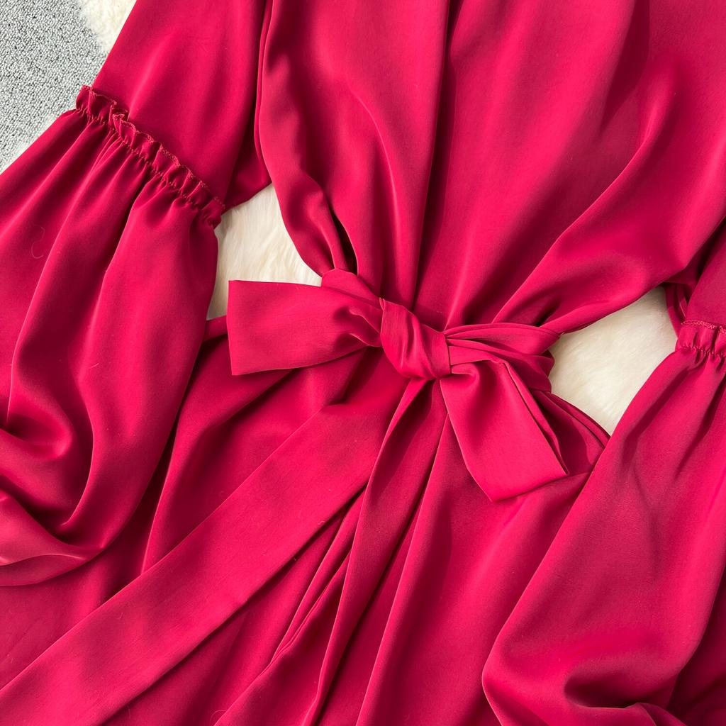 Женские винтажные милые платья средней длины с высокой талией А-силуэта с круглым вырезом и рукавами-фонариками на шнуровке Vestidos весна-лето Женское платье