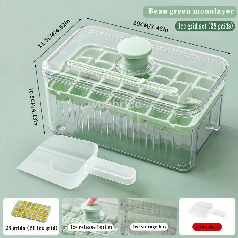 56-сеточный лоток для льда с крышкой и прессом для контейнера, силиконовая форма для кубиков льда, коробка для приготовления льда для бара, гаджет для кухни, аксессуары