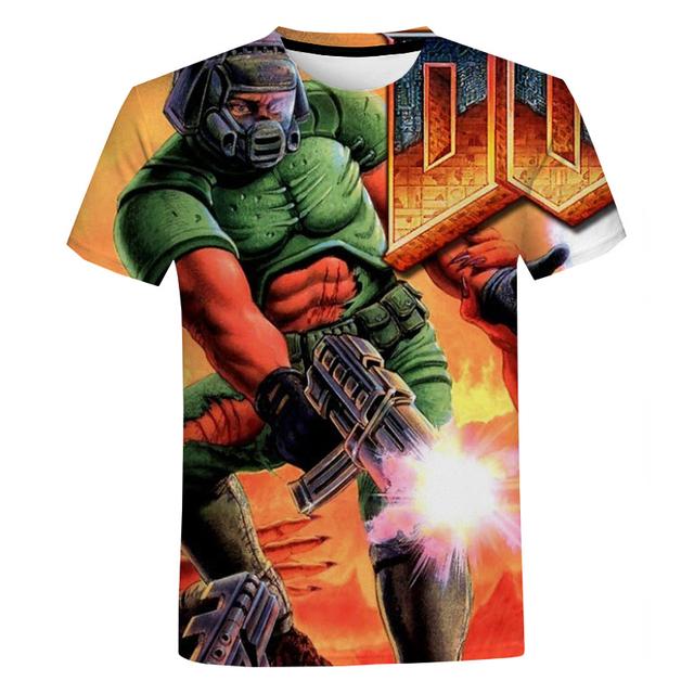 Мужская футболка с короткими рукавами Doom Game с 3D принтом, летняя повседневная футболка большого размера, модные уличные топы с круглым вырезом в стиле Харадзюку