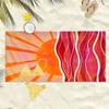 Sunset, waves, and sun pattern polyester microfiber beach towel is highly absorbent, suitable for swimming and beach outings