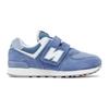 New Balance 574 Детские кроссовки на липучке Little Kid Mercury Blue, белые PV574FDG