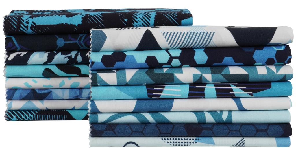 Soimoi Комплект из 16 штук толстой четверти с абстрактным принтом, 18 x 22 дюйма, лоскутная ткань своими руками из 100 хлопка, предварительно разрезанная ткань для квилтинга цвета голубого цвета