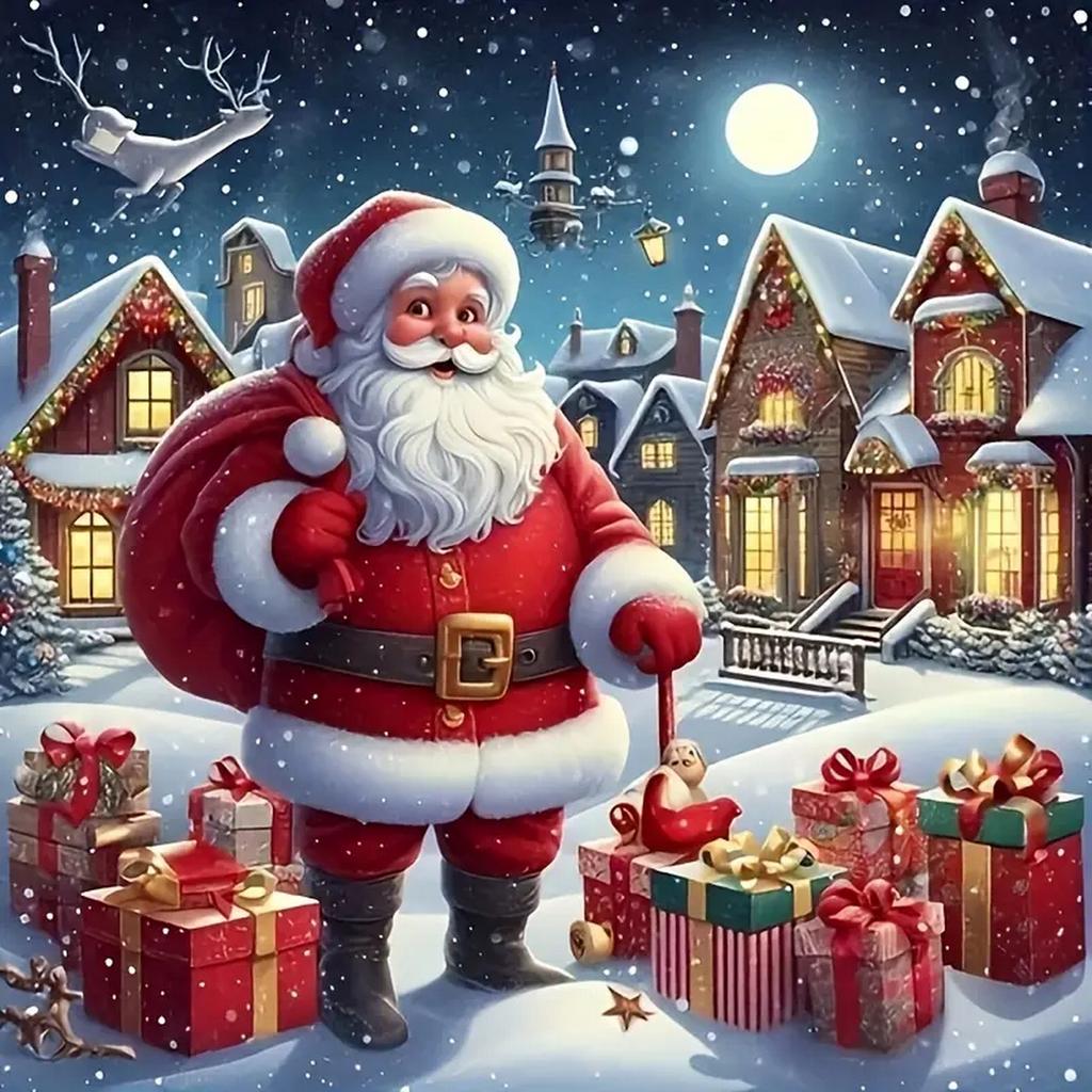 DIY Полная круглая алмазная картина Вышивка крестом Счастливого Рождества Санта Клаус и Снеговик Домашнее украшение Искусство Алмазная живопись 5d Алмазная художественная живопись