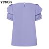 VONDA Женские летние блузки с коротким рукавом и оборками вокруг шеи
