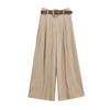 Kaslead New Women Clothes Western Style With Belt Silk Satin Texture Wide Leg Trousers 9193556 737