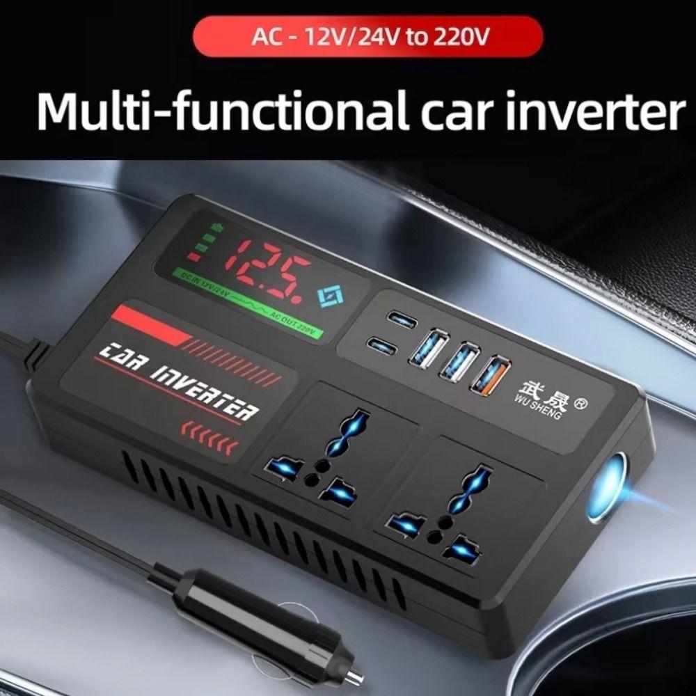 Double Type-c Car Inverter Power Adapter Digital Display Vehicle Inverter Automotive Charger Truck