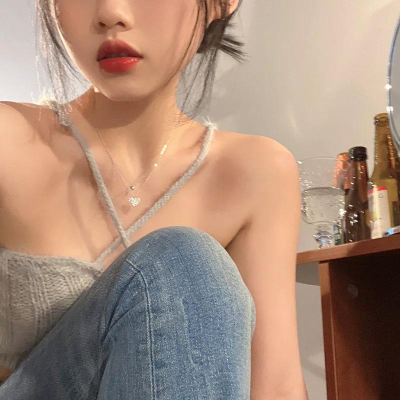 Pearl Necklace Versatile Design High Sense Light Luxury Collarbone Chain Love Pendant Jewelry