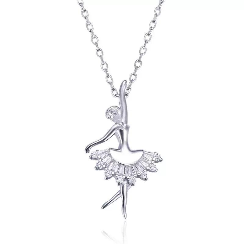 Fashion Ballet Dancer Necklace, Female Niche Design, Micro Inlaid Temperament Necklace, Collarbone Chain