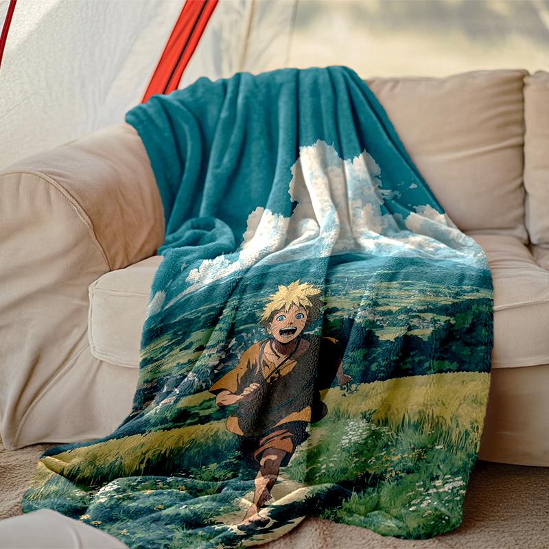 [1pc naruto Blanket] All-Season Blanket - Cozy Blanket for Sofa Couch Home Decoration, Digital Printed Nap Blanket