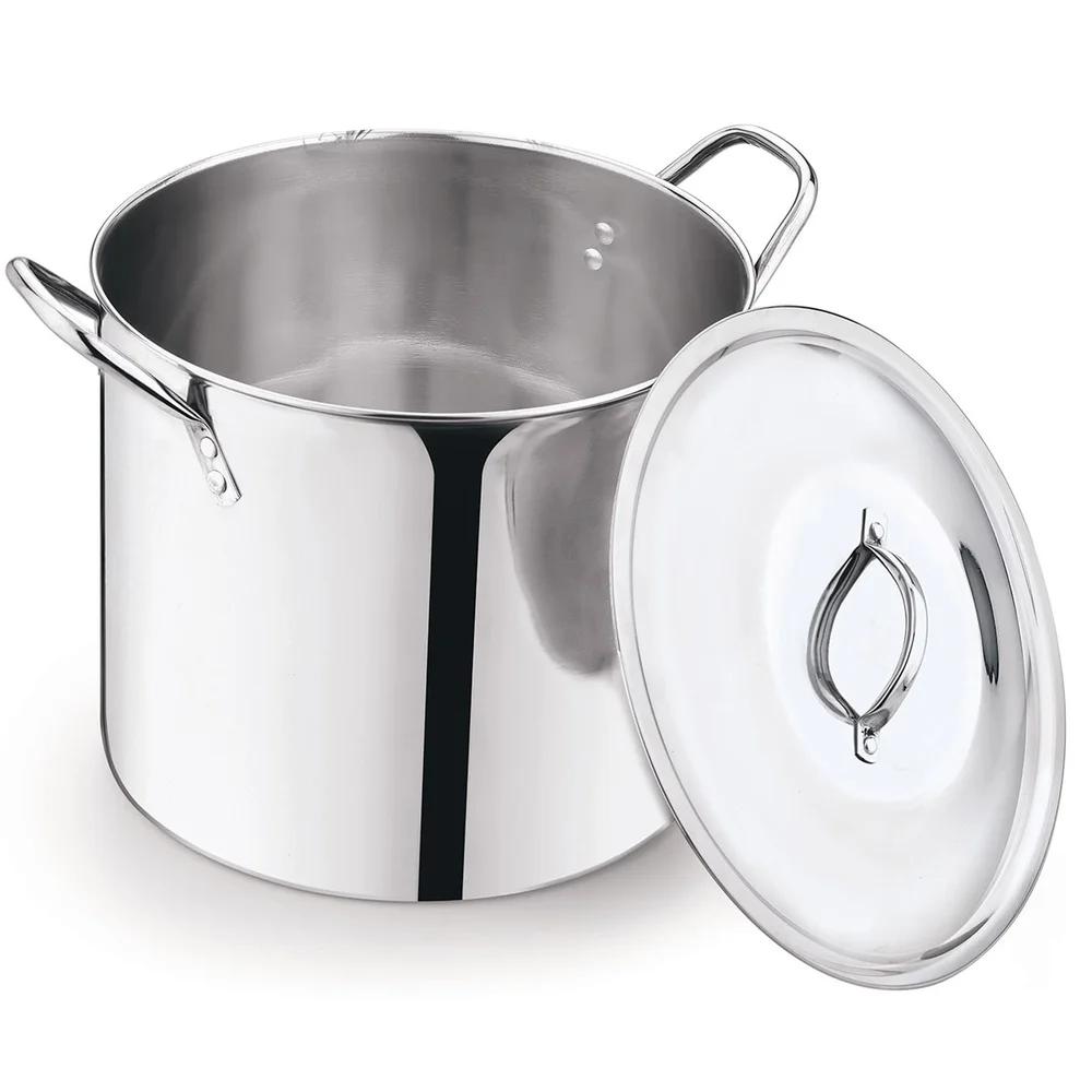 12 Quart Stainless Steel Stock Pot with Metal Lid Stay Cool Handles Heavy Duty Cookware Soup Stew Boiling Ideal Kitchens