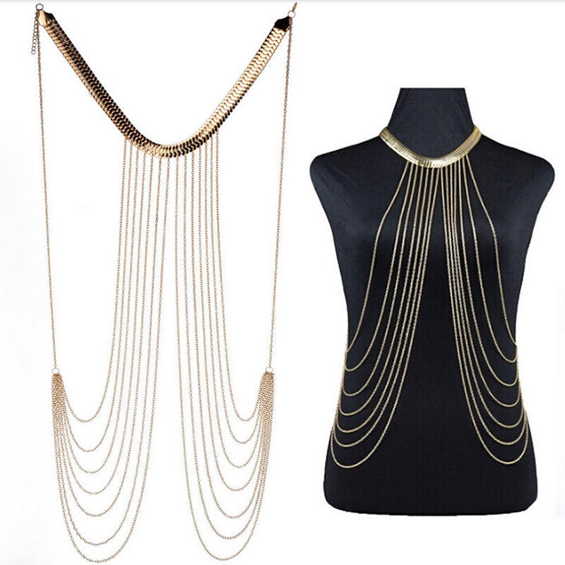 Sexy Body Chain Necklaces Tassel Alloy Long Necklace Female Jewelry