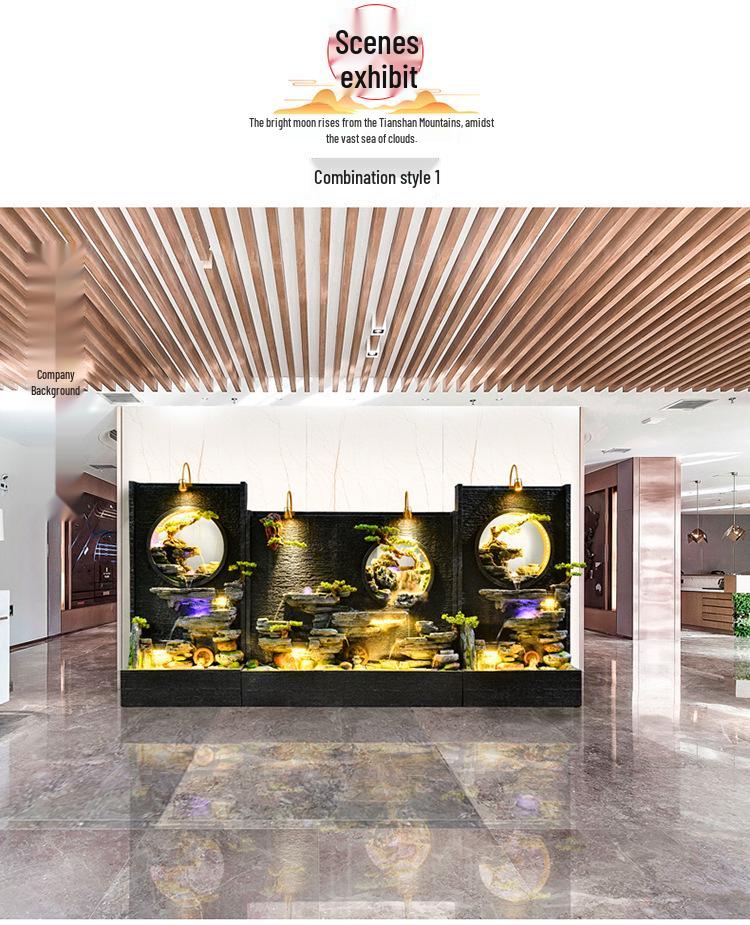 Large Rockery Water Curtain Divider: Flowing Water & Fish Pond Ornament for Living Room, Dining Room, Hotel, or Courtyard Landscaping