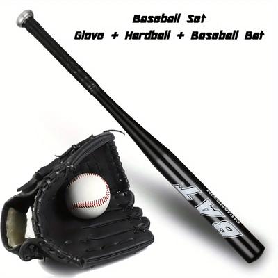 Набор для тренировок по бейсболу для подростков-начинающих - Алюминиевая бейсбольная бита и набор перчаток кетчера Цвета: Черный Синий Серебристый