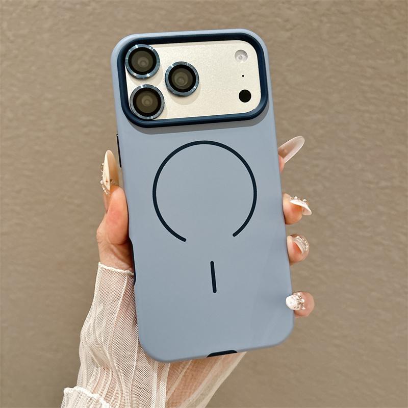 Luxury Matte For Magsafe Phone Case For iPhone 17 16 15 14 13 12 Pro Max 17E With Lens Film Magnetic Shockproof Bumper BackCover
