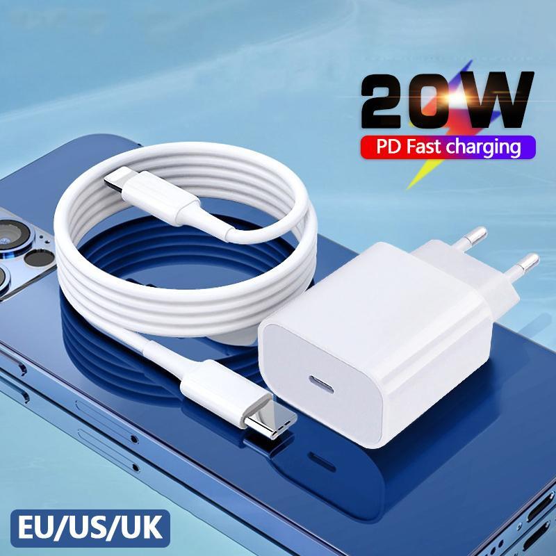 Быстрое зарядное устройство PD 20 Вт для iPhone 15 Xs Xr Pro Max 8, адаптер USB C, дорожное зарядное устройство с вилкой ЕС, США и Великобритании QC3.0 для Android