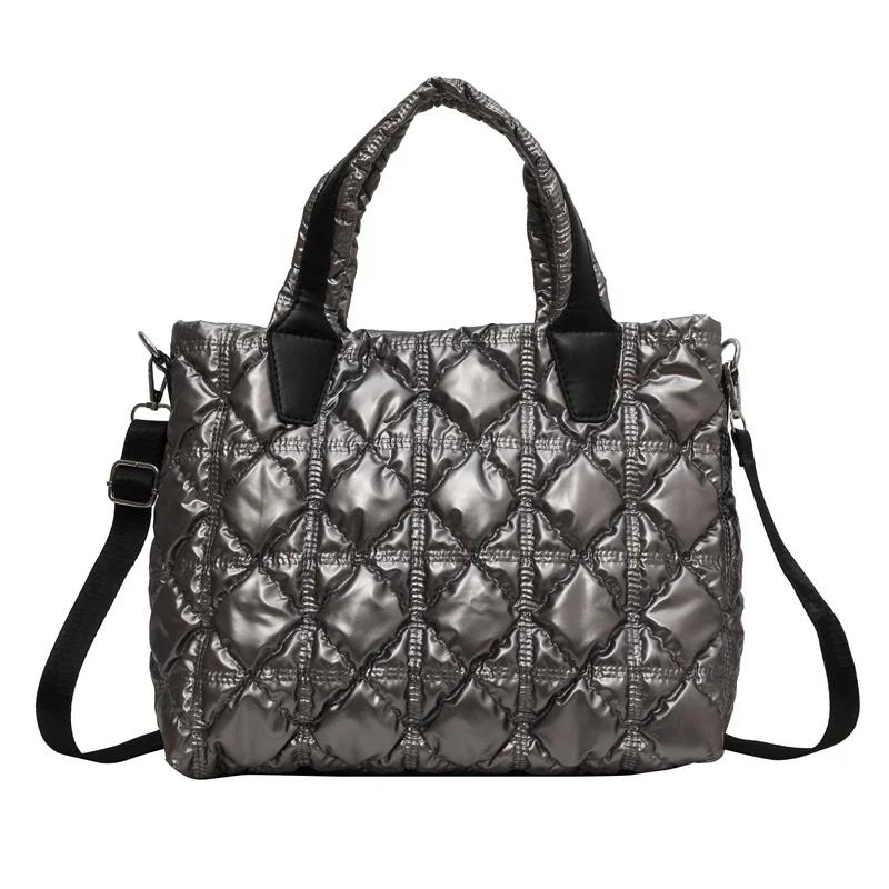 Модная женская сумка через плечо, прочная повседневная сумка через плечо, нейлоновая сумка большой вместимости, стеганая, с подкладкой, дорожная сумка-шоппер