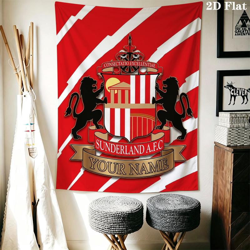 Custom Name Sunderland AFC Wall Tapestry Aesthetic Wall Hanging Printed Fabric Blanket Decorative Tapestries for Bedroom Living Room Home Decor
