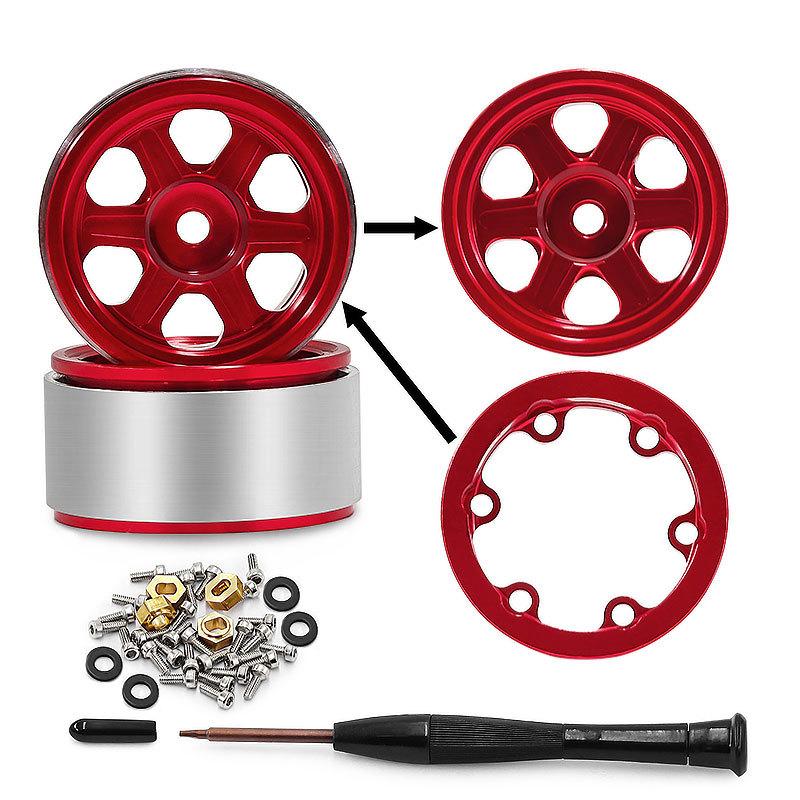 0.7" RC Crawler Tires OD 1.57" 1/30 Soft Rubber All Terrain Tyres w/ Beadlock Wheels Rims for 1:30 1/32 Rock Mud Car SCX30