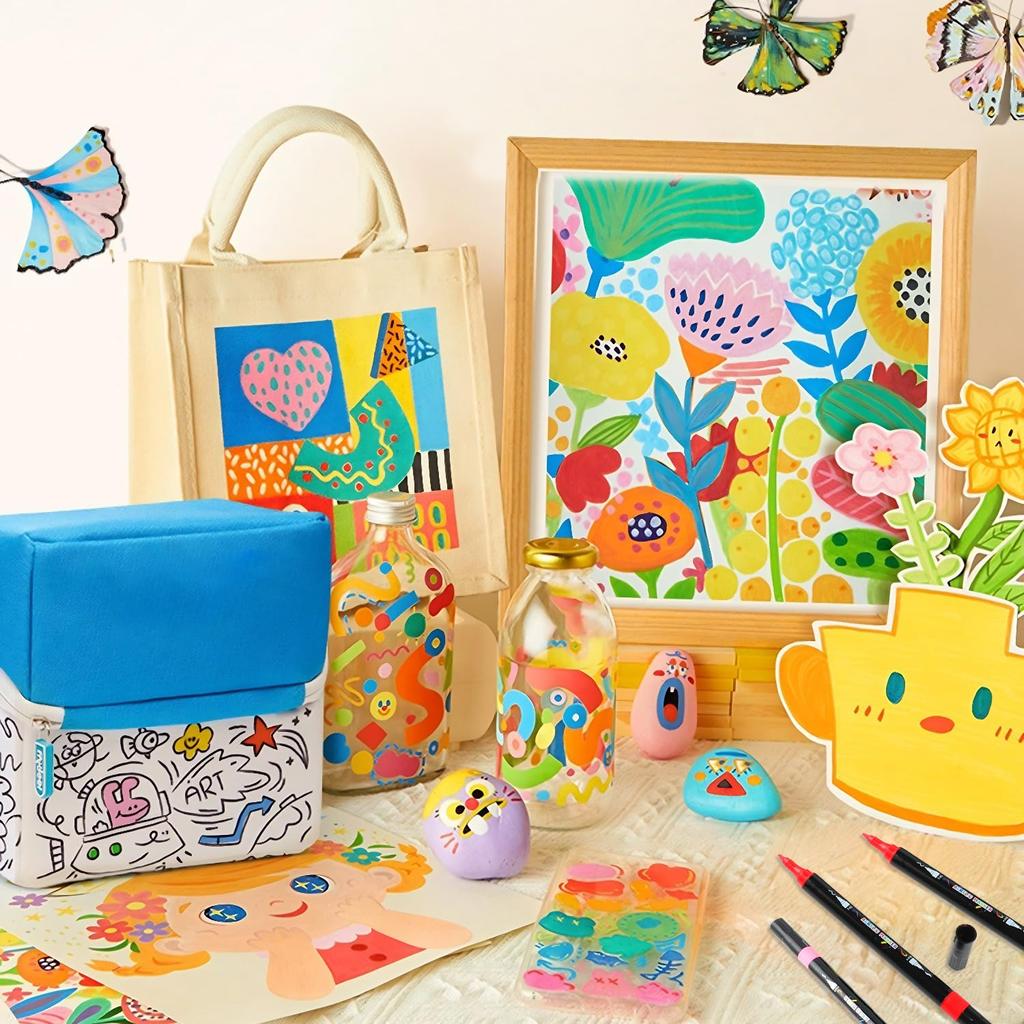 Акриловый маркер 48 с цветным толстым и тонким слоем для хранения, можно писать на пластике для рисования подарочный набор, цвета, сумка, ручка, ручка на водной основе, нетоксичная,