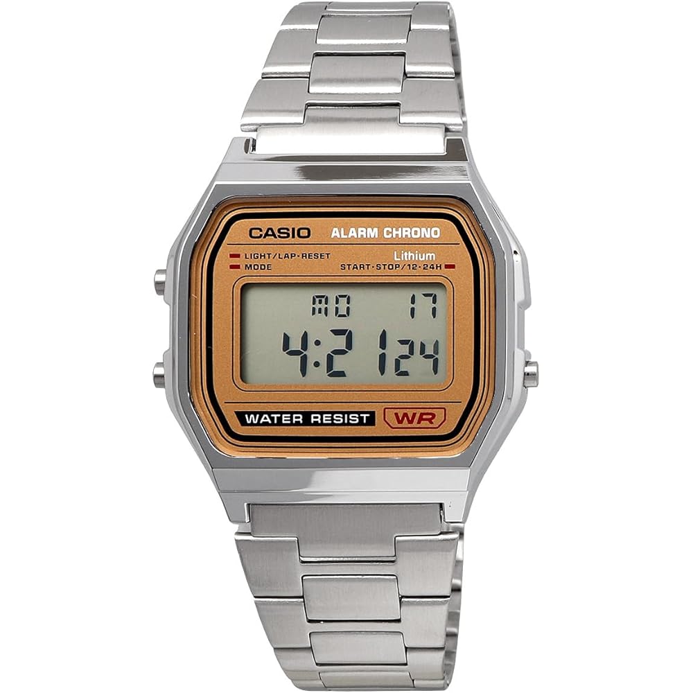 Casio Vintage Series A158WEA-9 Unisex Digital Watch Metal Band Brown Gold