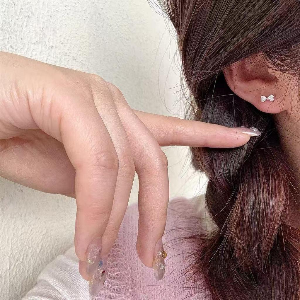 S925 Sterling Silver 18K Gold-Plated Bow Stud Earrings - Elegant High-Quality Design for Women