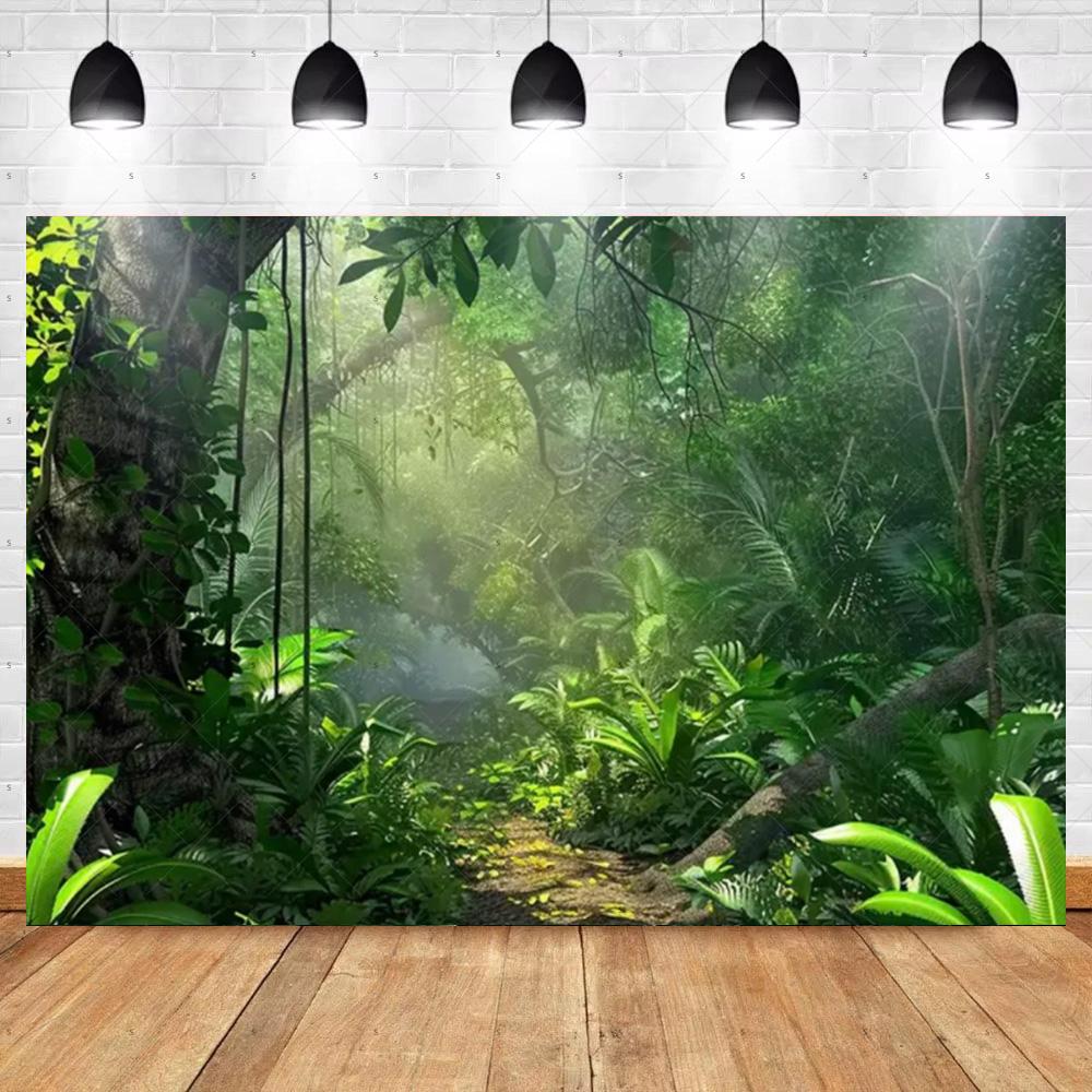 Tropical Rainforest Photography Backdrop Forest Jungle Green Tree Background Natural Scenery Party Decoration Photo Studio Prop
