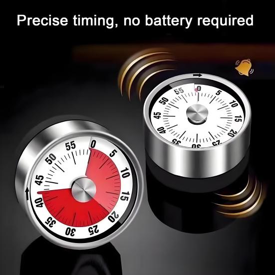 Портативный механический кухонный таймер 55-минутный магнитный визуальный таймер обратного отсчета для приготовления пищи, выпечки, техники «помидор», учебы, детских игр, управления временем, секундомер