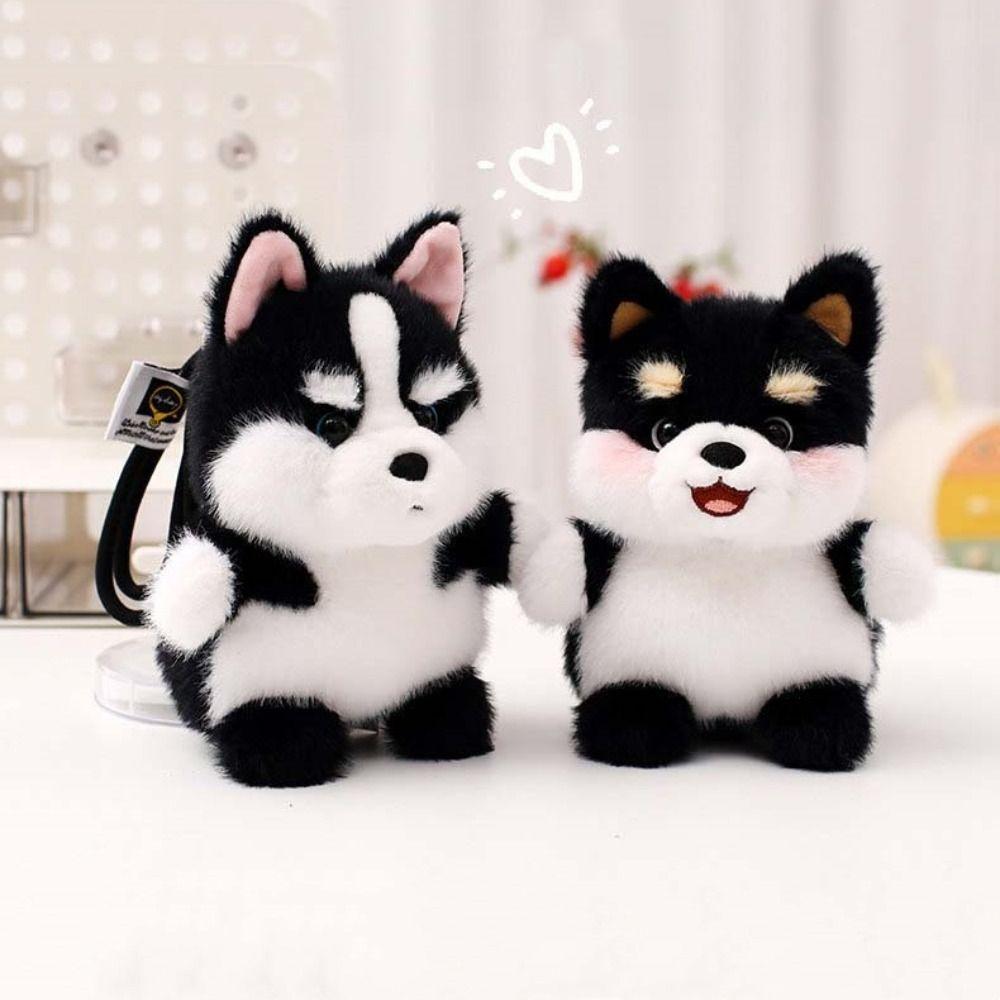 Плюшевый кулон в виде собаки шнауцера, куклы щенки, плюшевый брелок в виде собаки, хаски, корги, плюшевая игрушка для детей