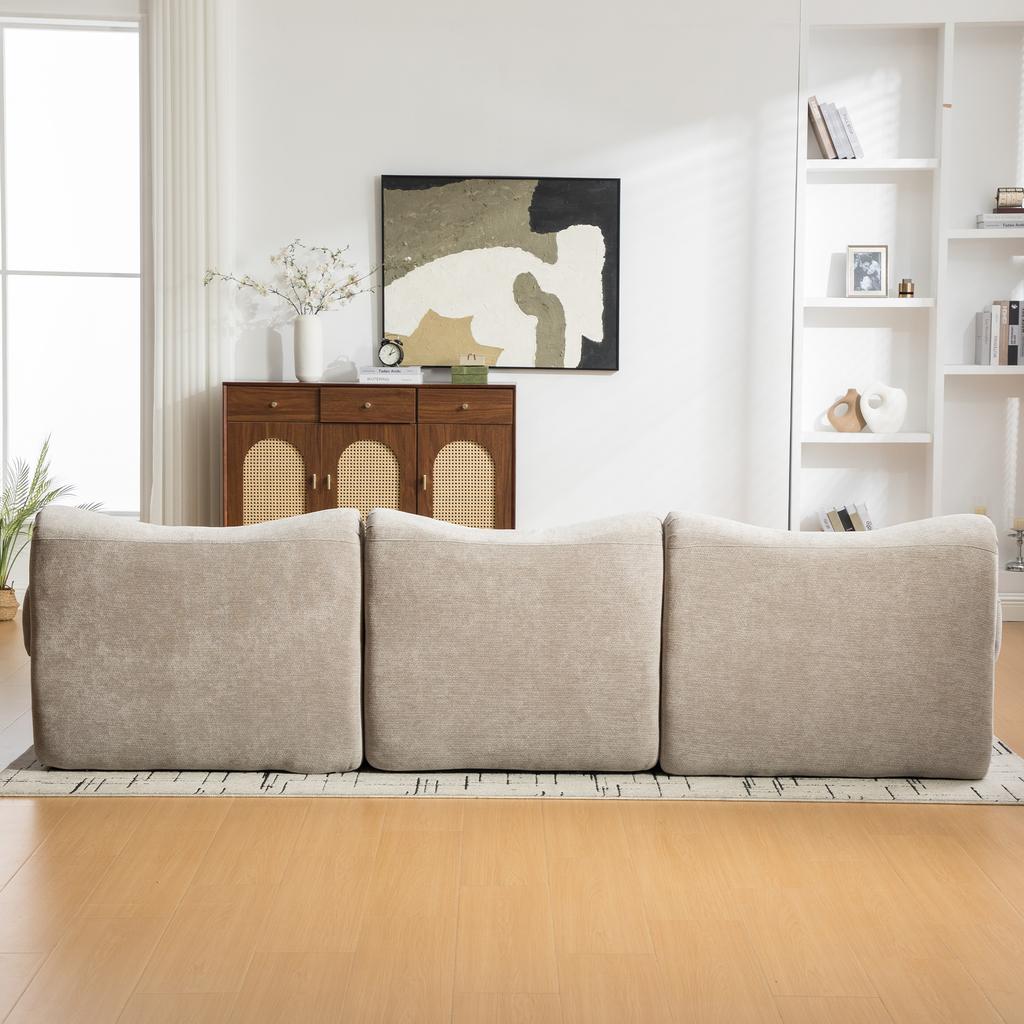 Modular Compression Sofa, Chenille Fabric, Filled with 30D High-Resilience Foam. Easy to Move, Non-Slip Base, Ideal for Living Room - Gray