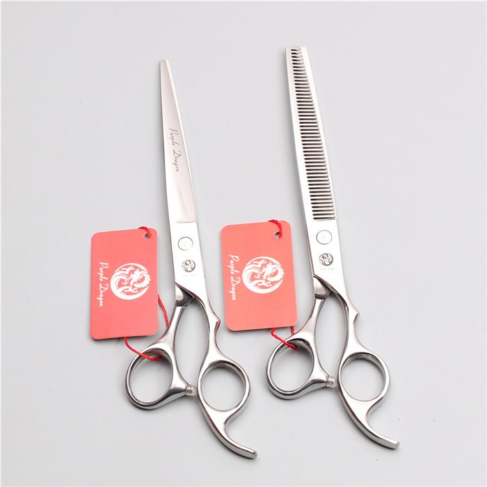 Груминг-ножницы для собак Purple Dragon 7,5" Японская нержавеющая филировочные ножницы Филировочные ножницы Парикмахерские ножницы Ножницы для животных Серебристые