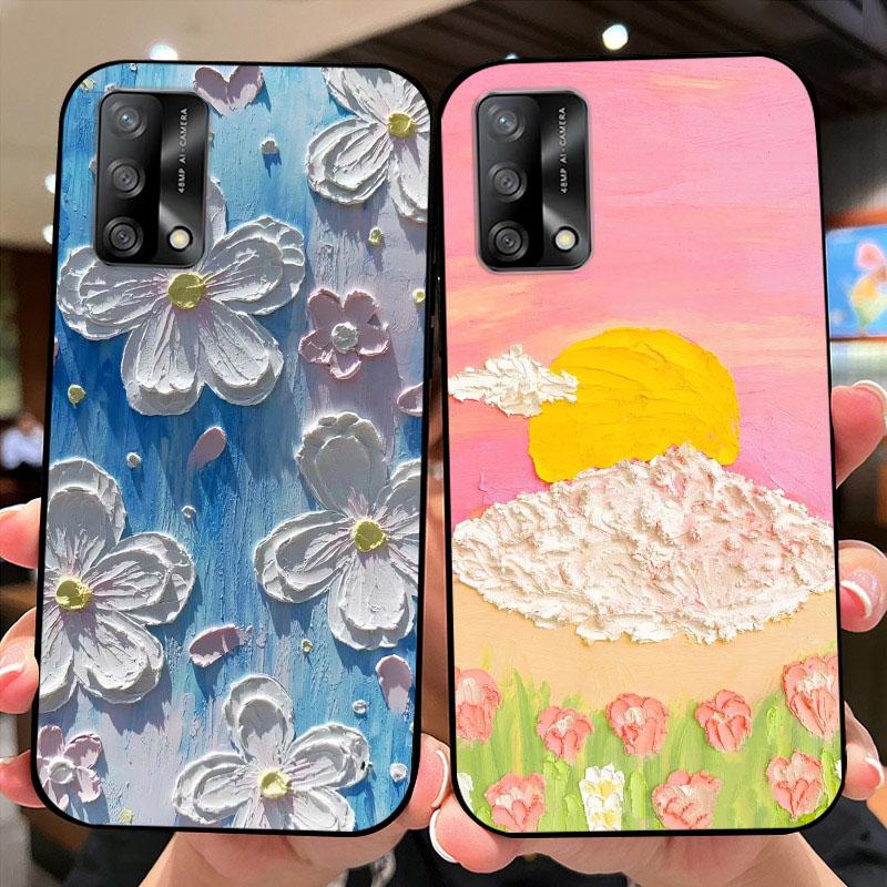 Модный художественный силиконовый чехол-мультяшка для Oppo F19/A74 с ударопрочным бампером