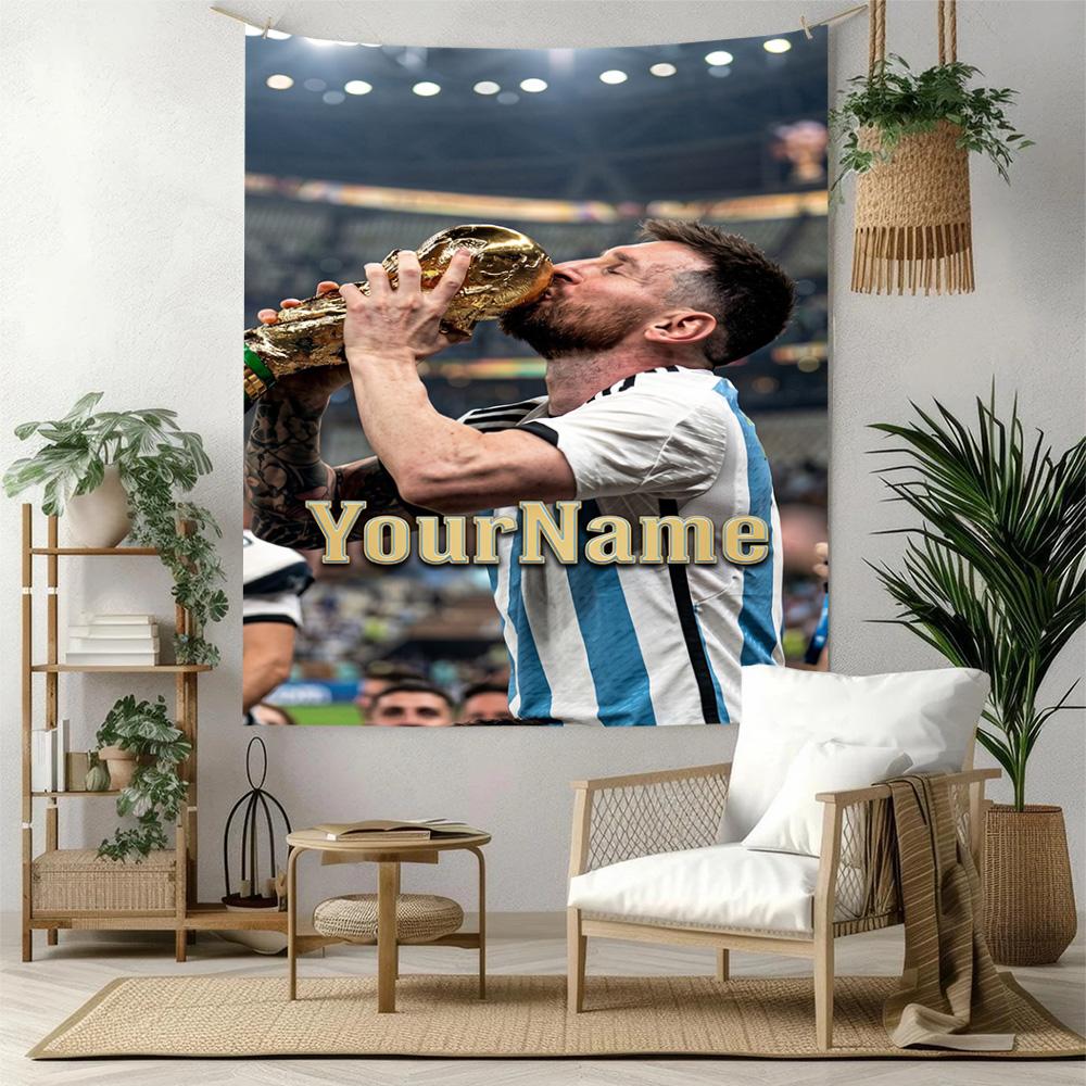 Messi Custom Your Name Wall Decor Tapestry Art For Pet Memorial Birthdaywedding Party Backdrop Family Gift