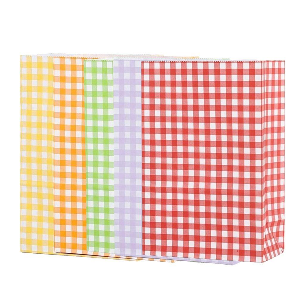 Kraft Paper Gift Packaging Bags Colorful Plaid Candy Bags Checkered Gift Bags for Christmas