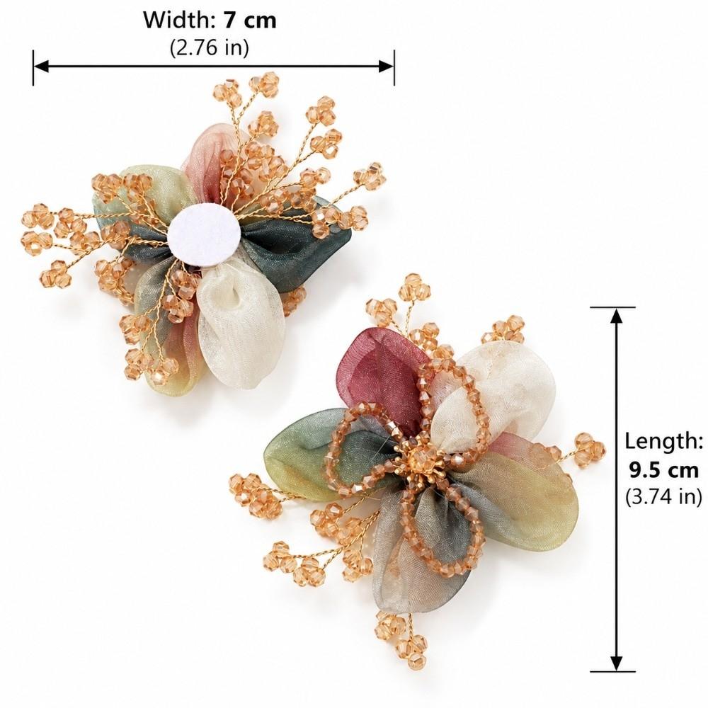 Vintage Ancient Organza Flower Applique Sheer Organza Brooch Embellishment Hairpin Making