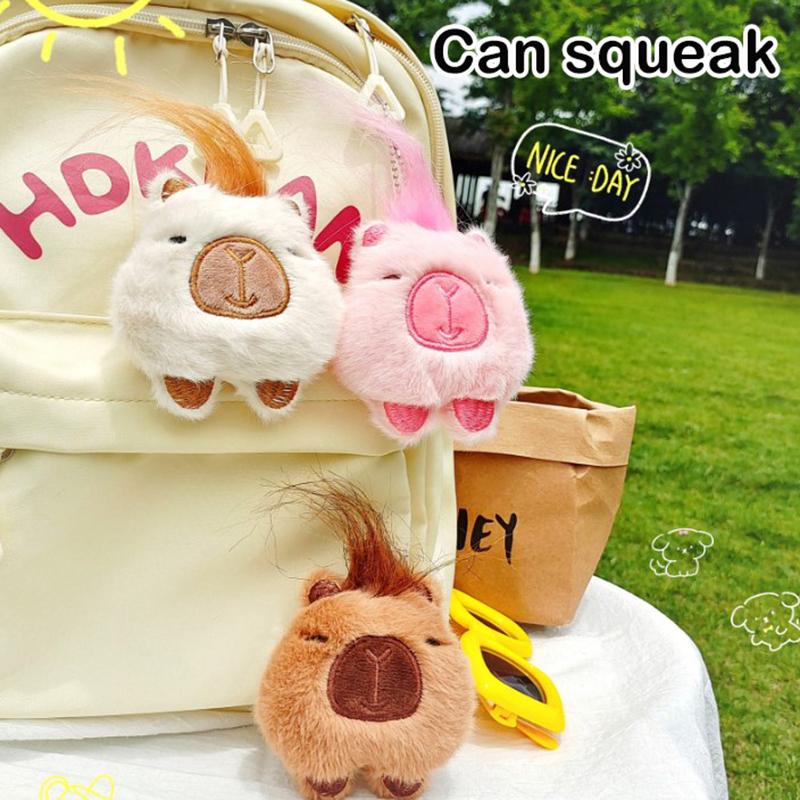 Забавные плюшевые игрушки капибара милый брелок плюшевая подвеска кукла кулон рюкзак автомобильный брелок декор капибара аксессуары детский подарок