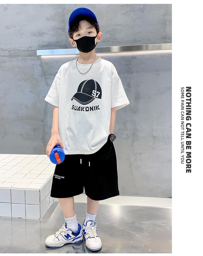 Boys' Summer Clothing 2026 New Large Children's Summer Thin Style Boys' Loose Short Sleeve Children's Sports White Top