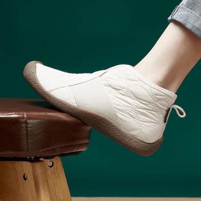 Осень и зима новая аэрокосмическая ткань шерсть зимние ботинки низкий каблук удобные нескользящие легкие женские хлопковые туфли