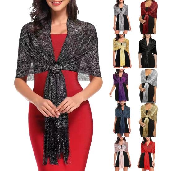 Женские блестящие шаль из металлической проволоки, шарфы для подружек невесты, накидки с пуговицами для шарфа, аксессуары для свадебной вечеринки