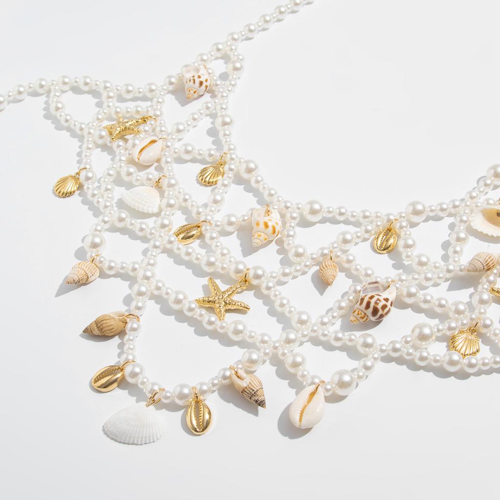 Ins Holiday Shell Tassel Waist Chain, Sexy Pearl Scallop Bikini Clothing Starfish Body Chain