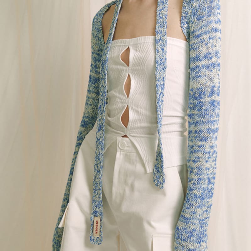 ДЛИННЫЙ ШАРФ MEENDERI ИЗ СЛУБ-ПРЯЖИ - НЕБЕСНО-ГОЛУБОЙ