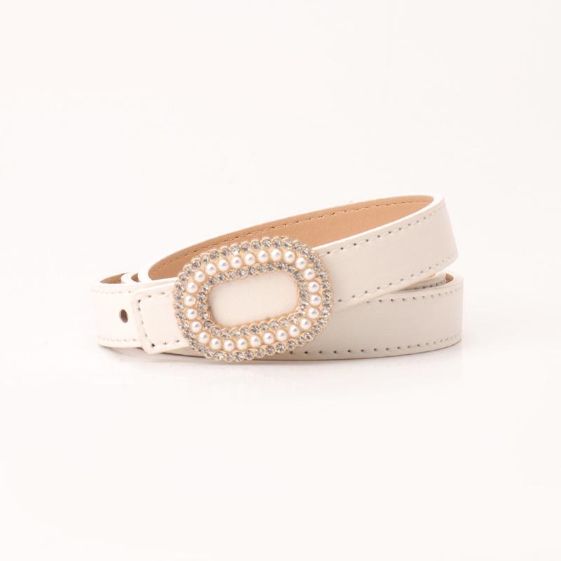 Women's Pearl Rhinestone Snap Belt: Elegant Decorative High-End Fashion for Skirts & Jeans
