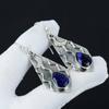 Dainty Blue Sapphire Gemstone Earrings, 925 Sterling Silver Earring, Handmade Boho Silver Jewelry Dangle Earrings, Wadding Gifts