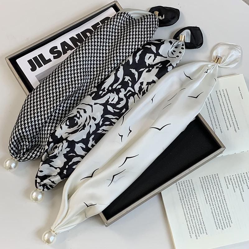 Шелковый шарф новое жемчужное ожерелье весенне-летний тонкий магнитная застежка ленивый шелковый шарф женский шарф-подвеска цепочка на ключицу