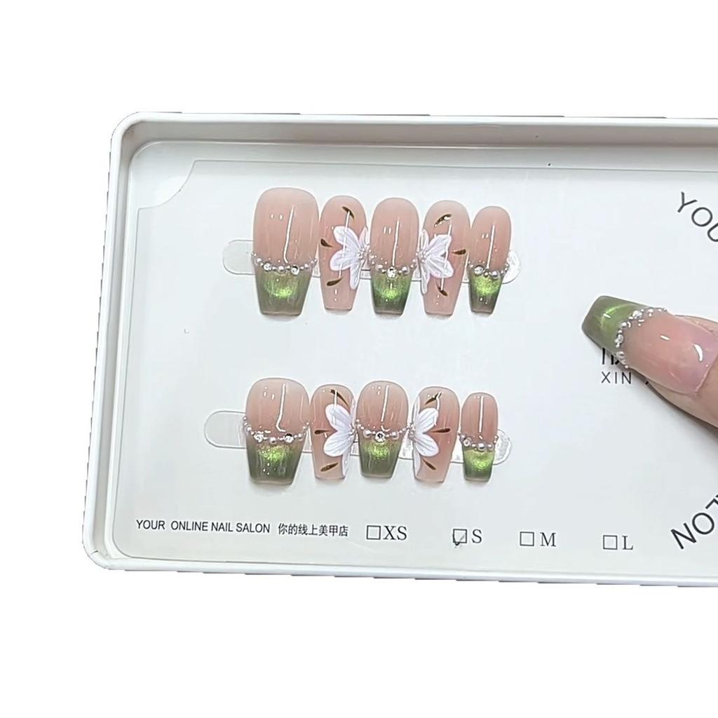 Плетеная вручную броня Зеленый Эльф Ледяной Цветок Расписанные вручную румяна Кошачий глаз Ледяной проницаемый дышащий отбеливающий маникюрный пластырь