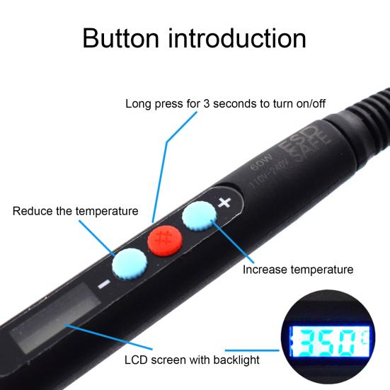 Паяльник с ЖК-дисплеем, быстрый нагрев, паяльник из АБС-пластика с силиконовым защитным рукавом, электрический ремонт