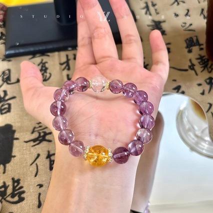 Ladies Pure Amethyst Beaded Bracelet, Natural Fresh Ornament for Travel Gift
