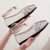 Women's Summer Comfortable Low-cut Mesh Buckle Shoes Lady's Ethnic Style Embroidered Flat Shoes